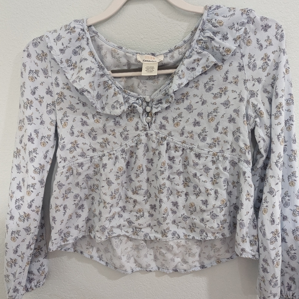 URBAN Romantics blue floral babydoll top - Picture 7 of 11